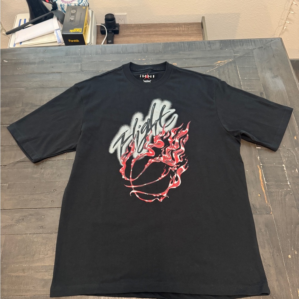 Flight Black T-Shirt with Red Graphic